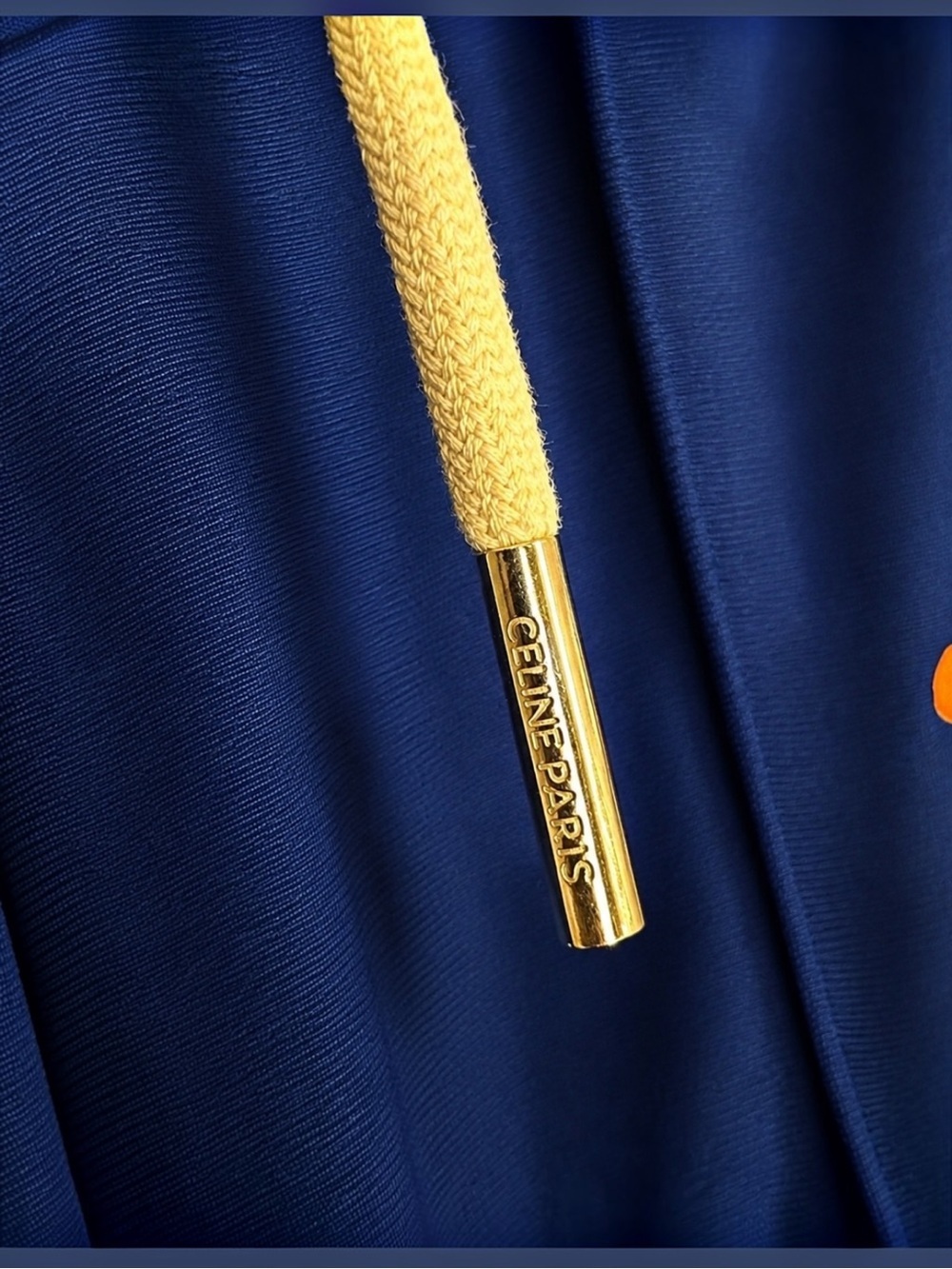 $1350 CELINE Double Jersey Vintage Track Pants Navy Orange Stripe S Made In Ital - Picture 5 of 6